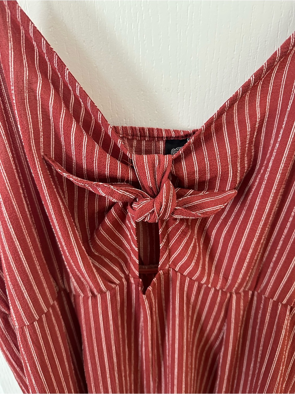 Angie Rust-Red and White Striped Jumpsuit 1X - Picture 2 of 4